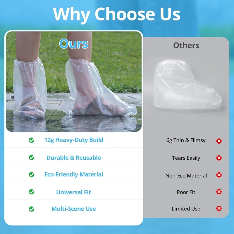 May Eileen Disposable Waterproof Shoe Covers for Rain – Adult Transparent Short Booties, Non-Slip Plastic Rain Shoe Covers, 24PCS (12 Pairs) for Travel, Outdoor, Commuting - Image 5